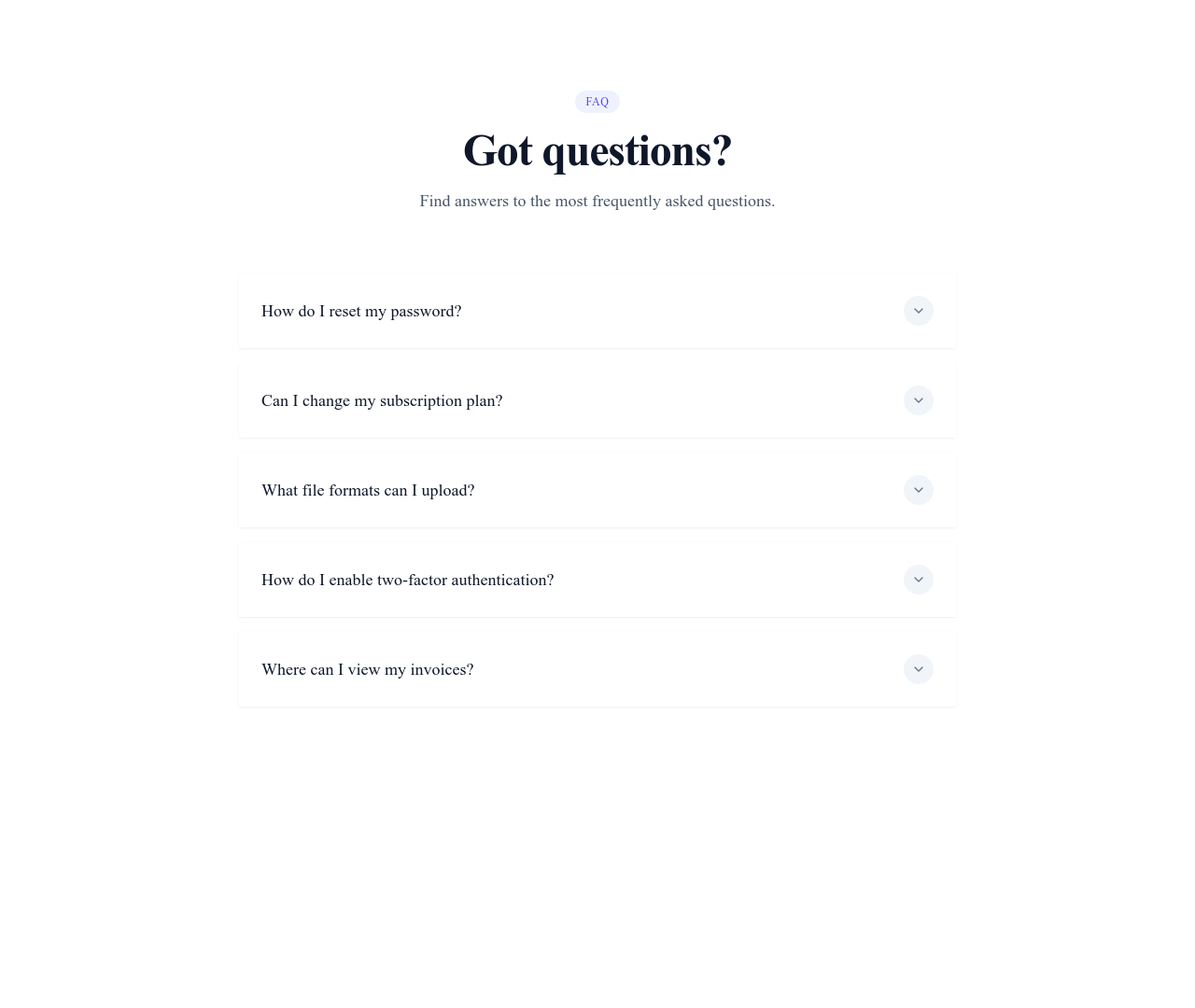 Screenshot of FAQ Accordion Colored template