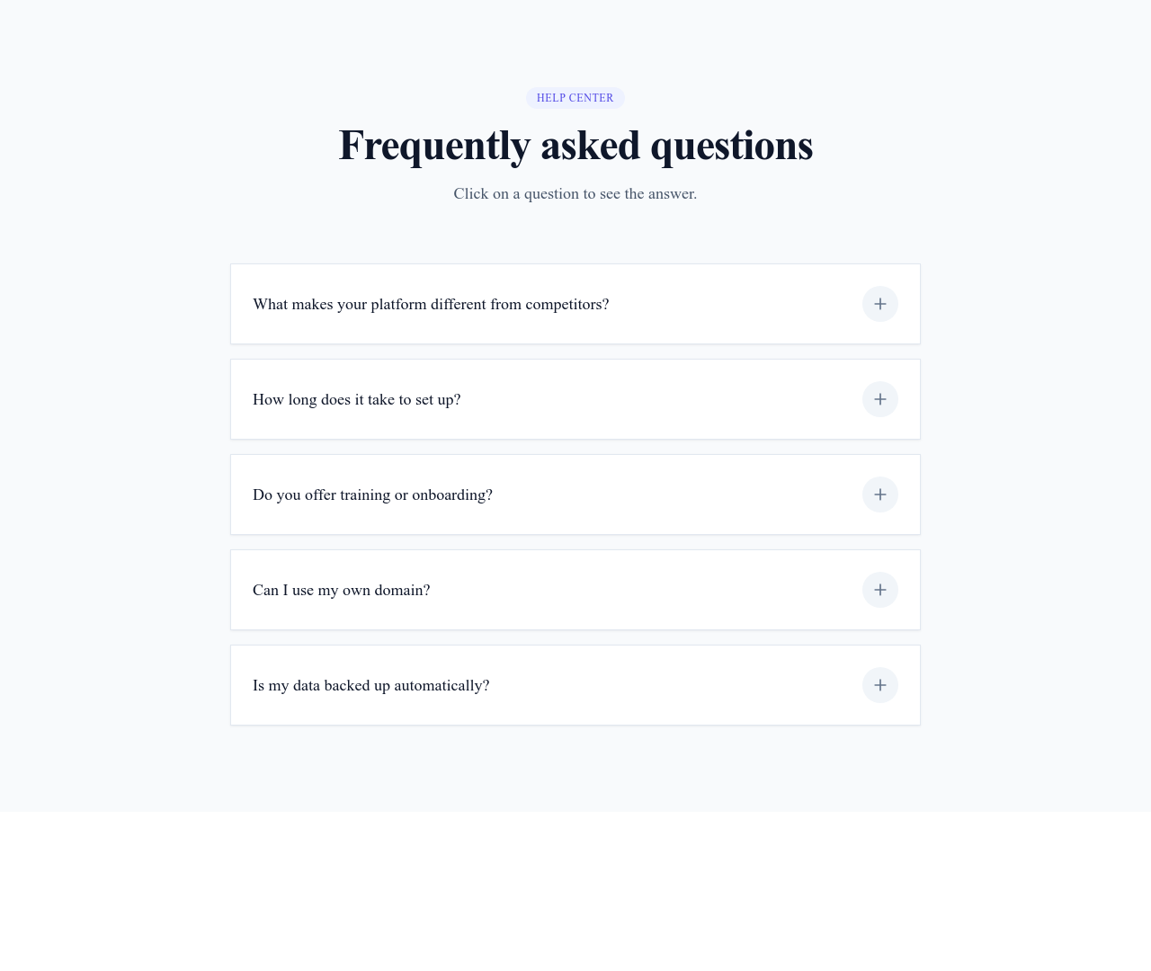 Screenshot of FAQ Accordion Icons template