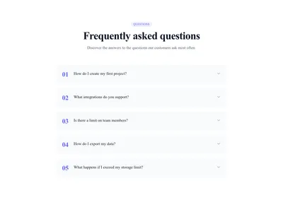 Screenshot of FAQ Accordion Numbered template