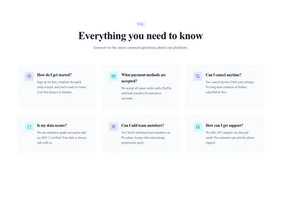Screenshot of FAQ Grid template