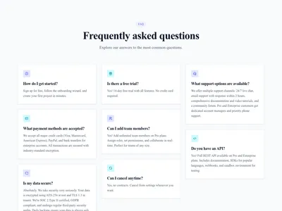 Screenshot of FAQ Masonry template