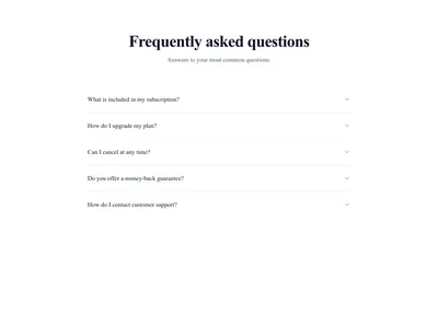 Screenshot of FAQ Section Centered template