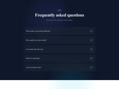 Screenshot of FAQ Section Dark template