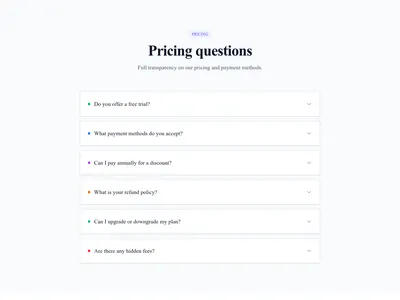 Screenshot of FAQ Section Pricing template