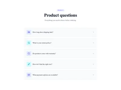 Screenshot of FAQ Section Product template