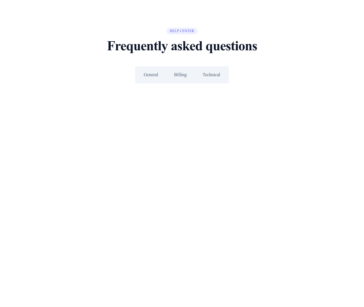 Screenshot of FAQ Tabs template