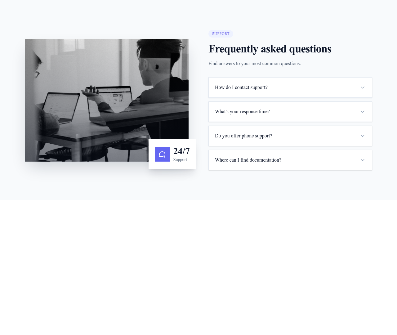 Screenshot of FAQ with Image template
