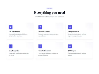 Screenshot of Features Grid 3 Columns template