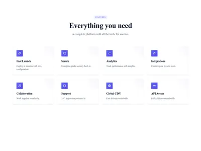 Screenshot of Features Grid 4 Columns template