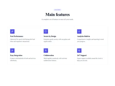 Screenshot of Features Grid Bordered template