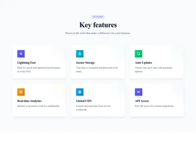 Screenshot of Features Grid Cards template