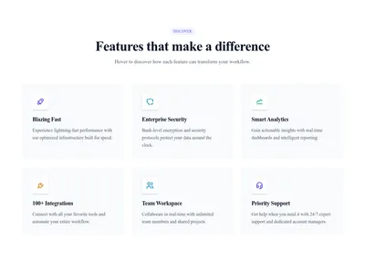 Screenshot of Features Grid Cards Hover template