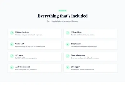Screenshot of Features Grid Checkmarks template