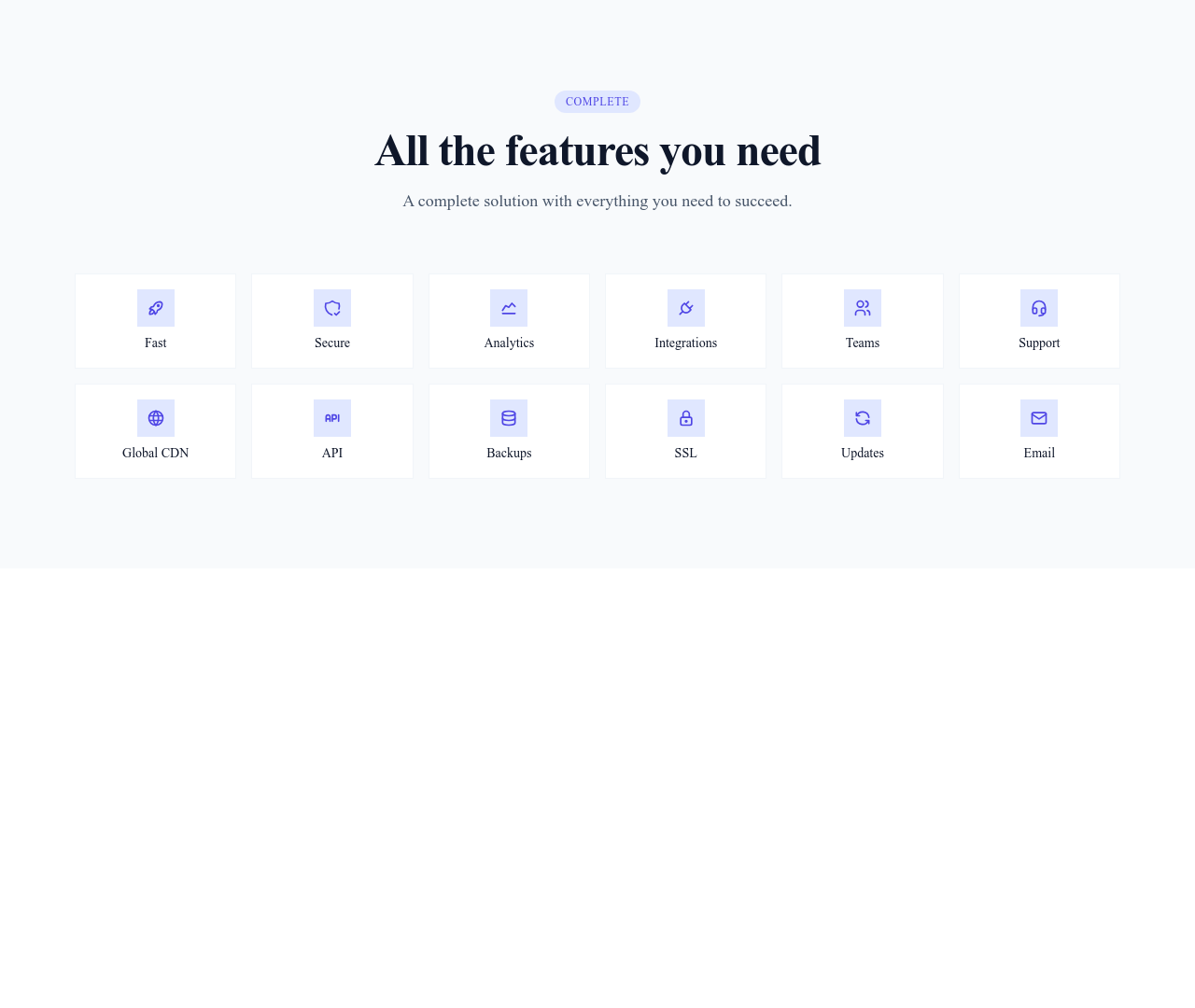 Screenshot of Features Grid Compact template