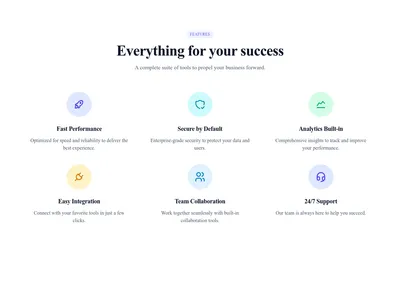 Screenshot of Features Grid Icons Colored template