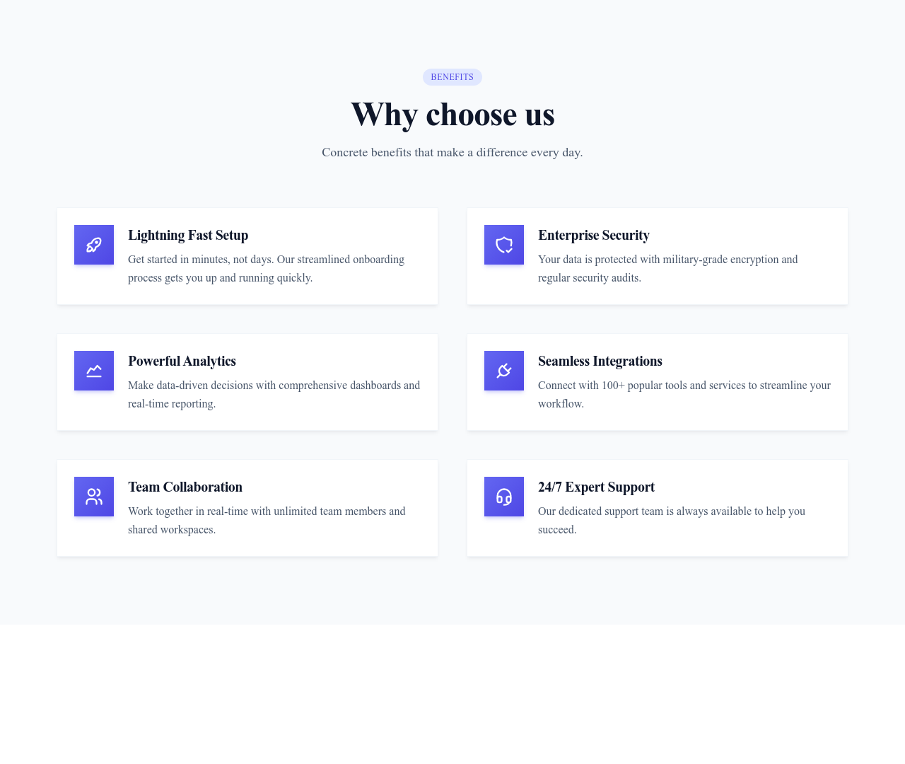 Screenshot of Features Grid Icons Left template