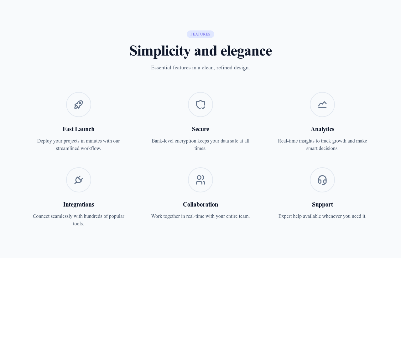 Screenshot of Features Grid Icons Outlined template
