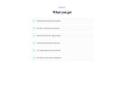 Screenshot of Features List Simple template