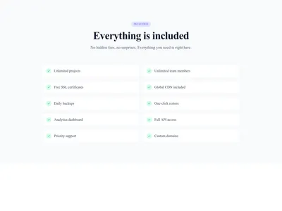 Screenshot of Features List Two Columns template