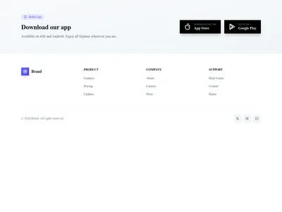 Screenshot of Footer App Download template
