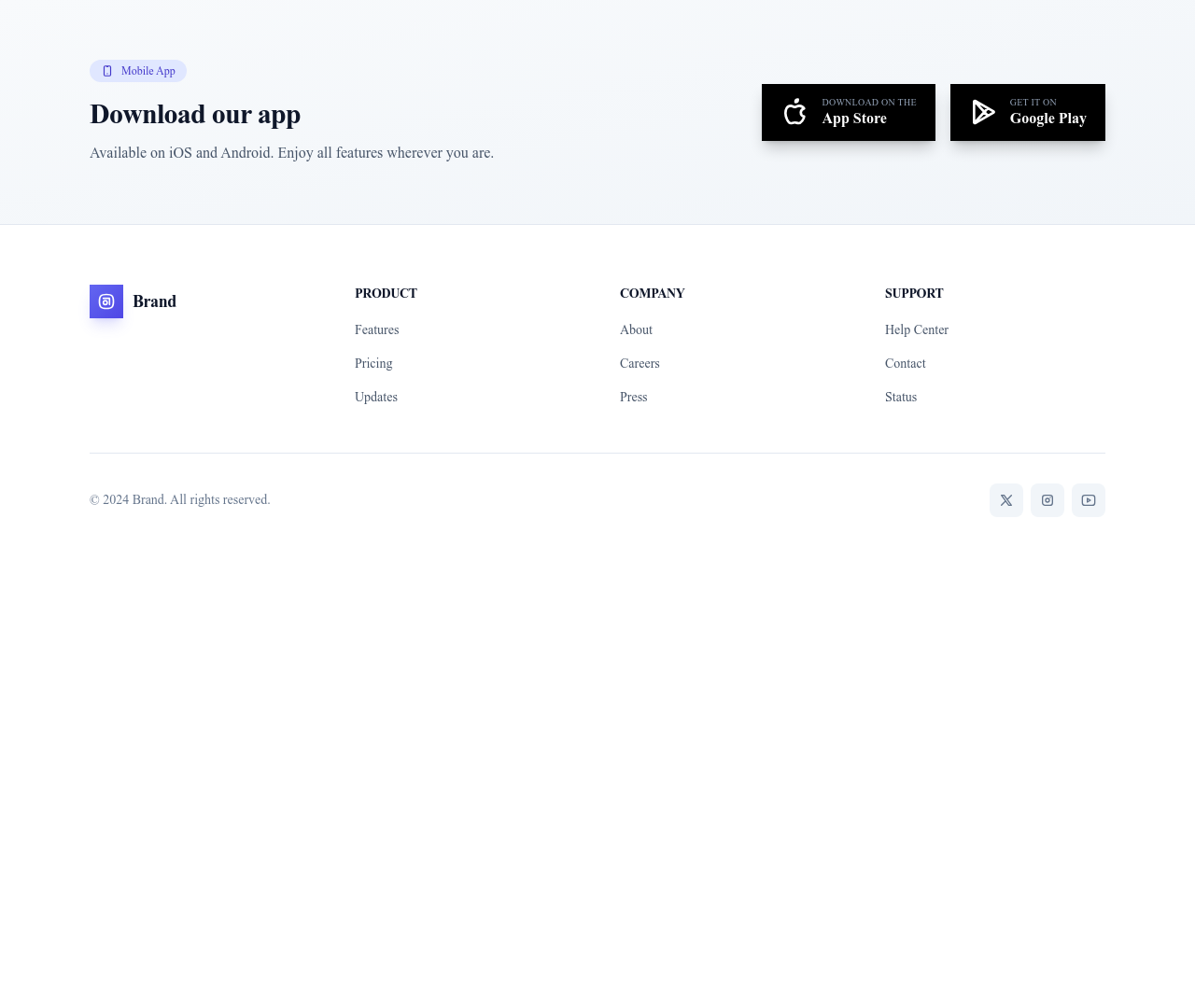 Screenshot of Footer App Download template