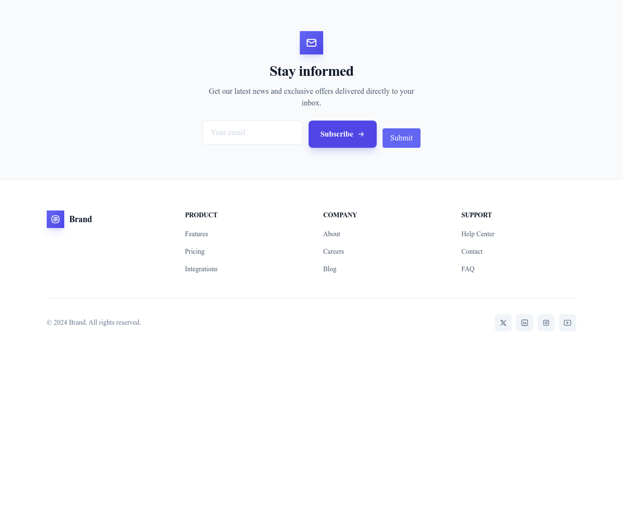 Screenshot of Footer Newsletter template