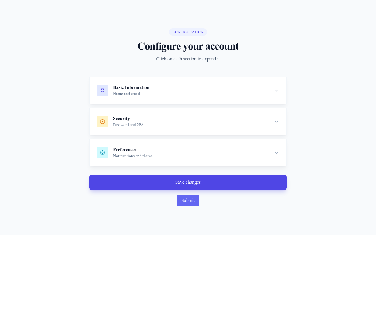 Screenshot of Form Accordion template
