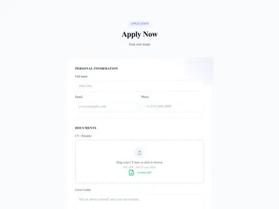 Screenshot of Form Application template