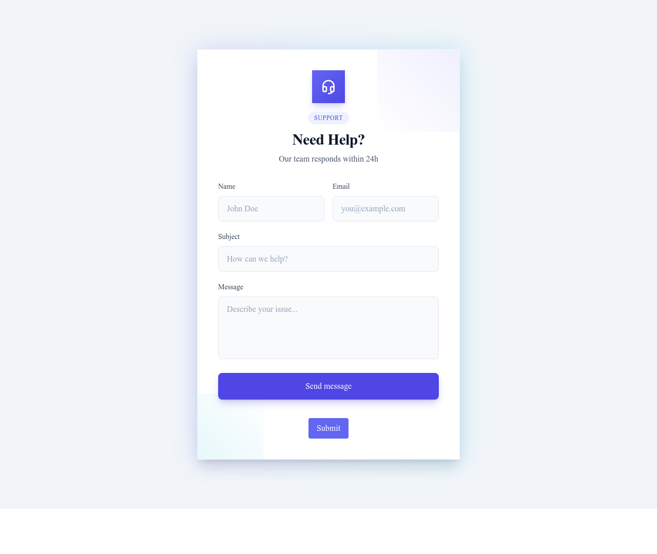Screenshot of Form Card template
