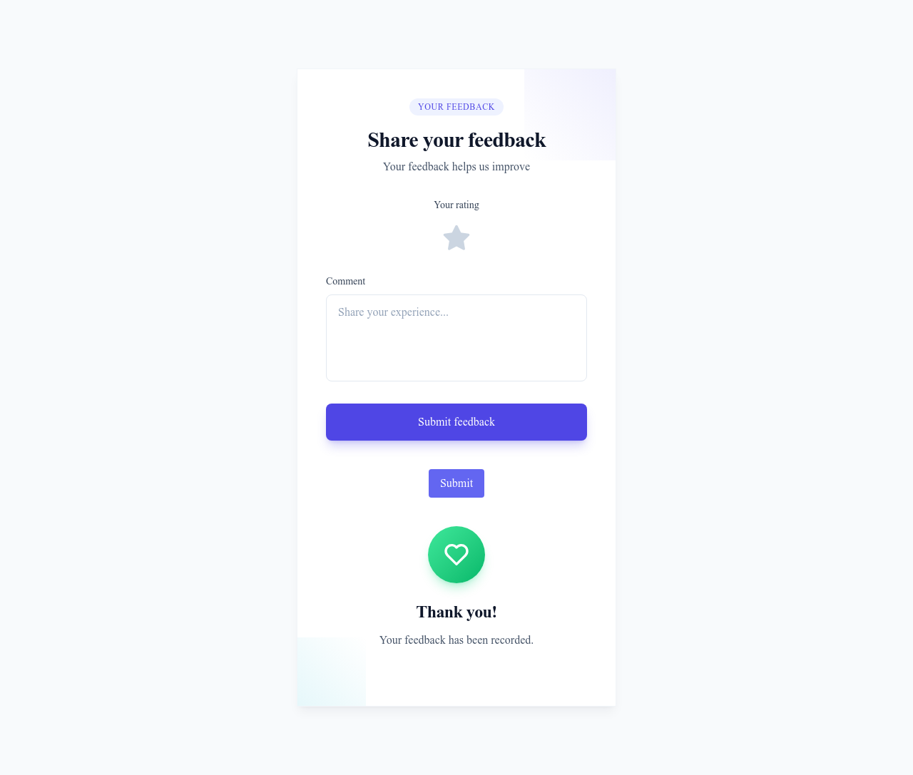 Screenshot of Form Feedback template