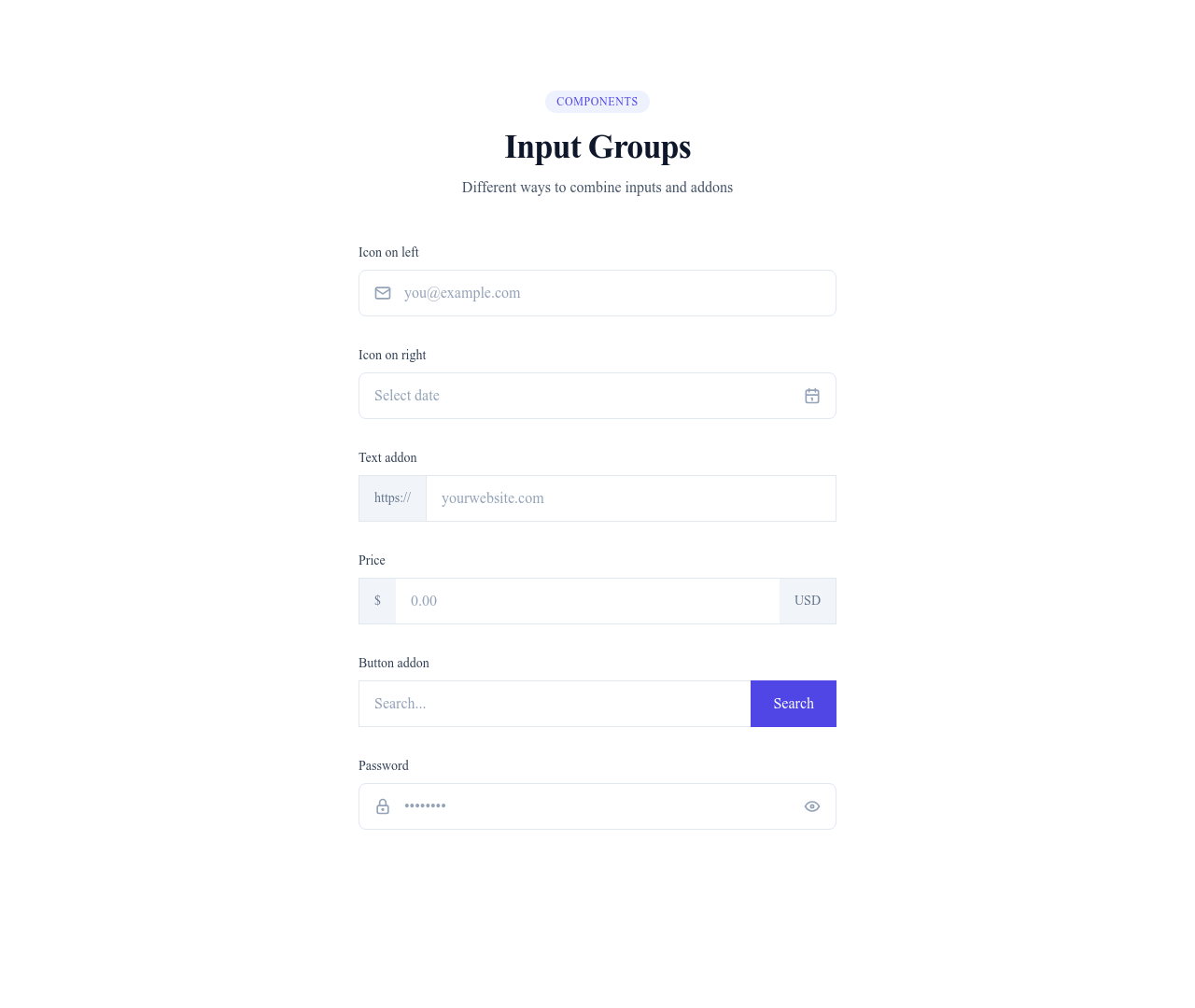 Screenshot of Form Input Group template