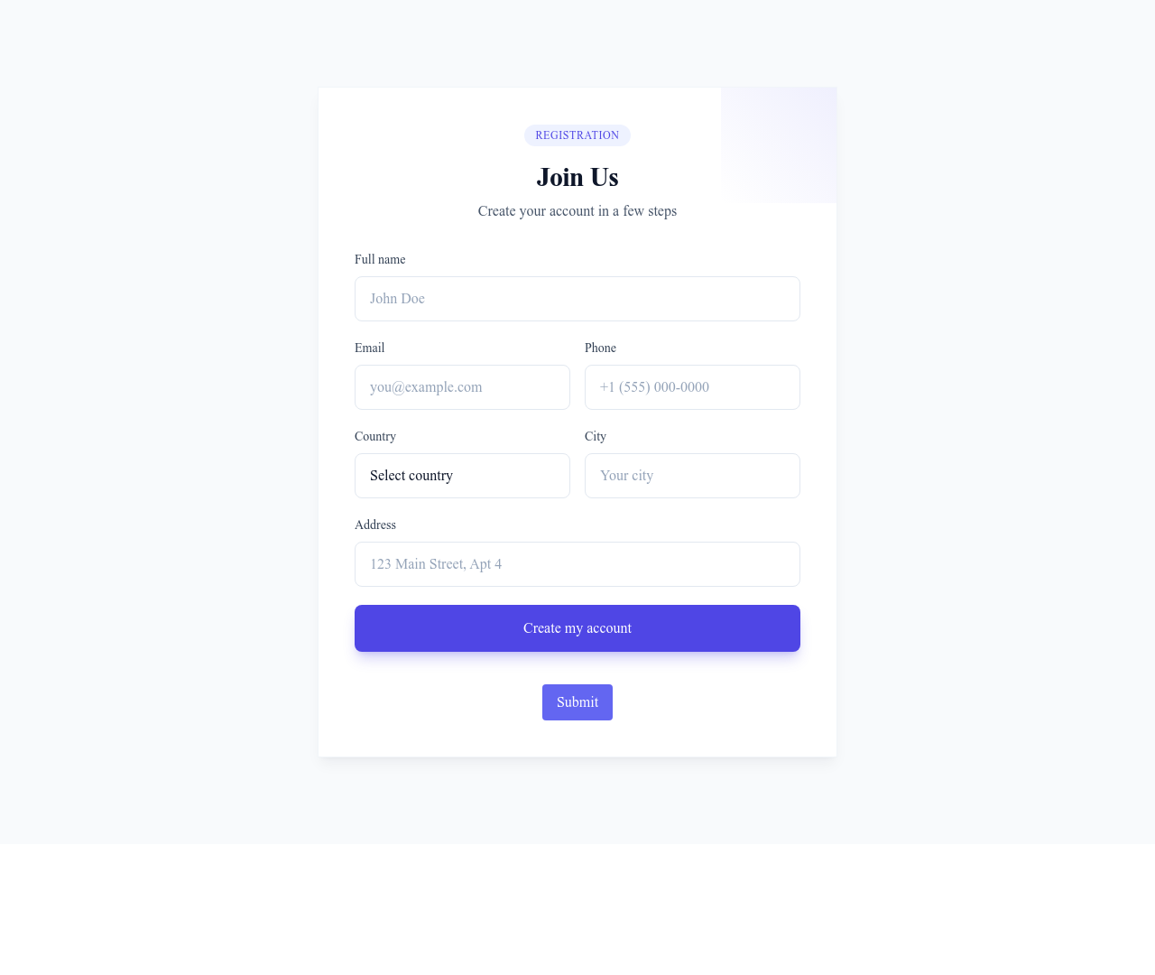 Screenshot of Form Mixed Columns template