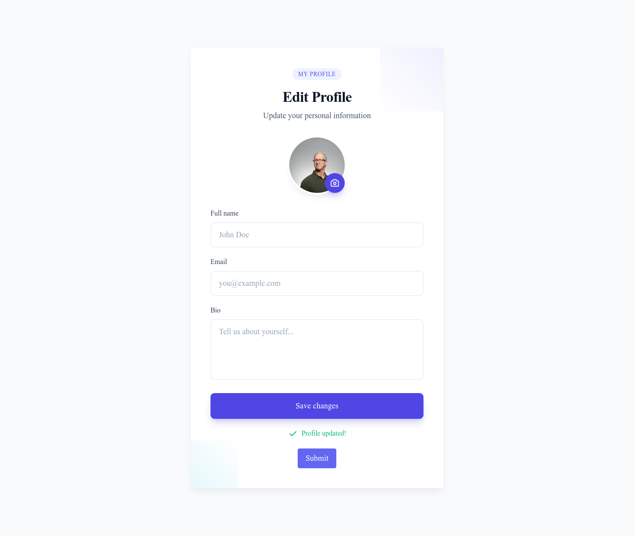 Screenshot of Form Profile template