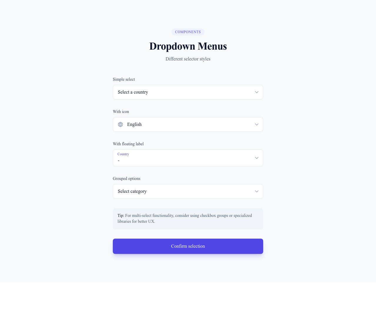 Screenshot of Form Select Enhanced template