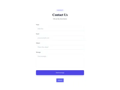 Screenshot of Form Single Column template
