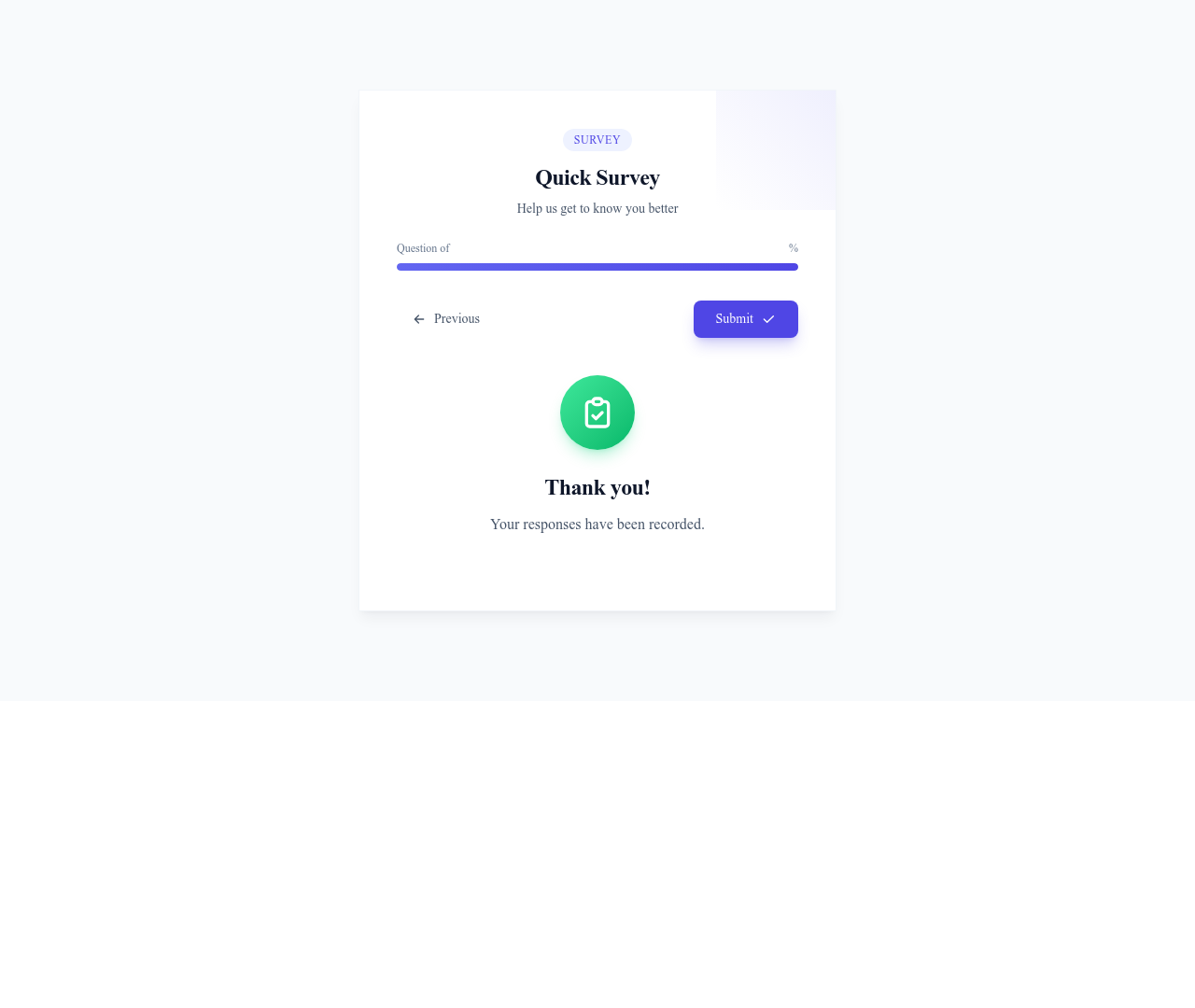 Screenshot of Form Survey template