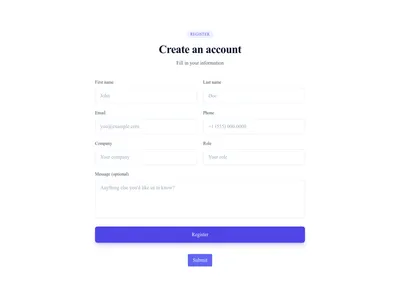 Screenshot of Form Two Columns template