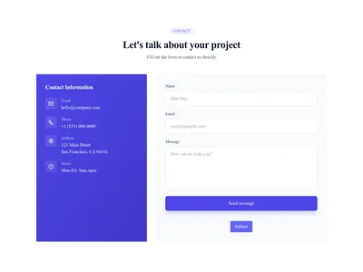 Screenshot of Form With Sidebar template