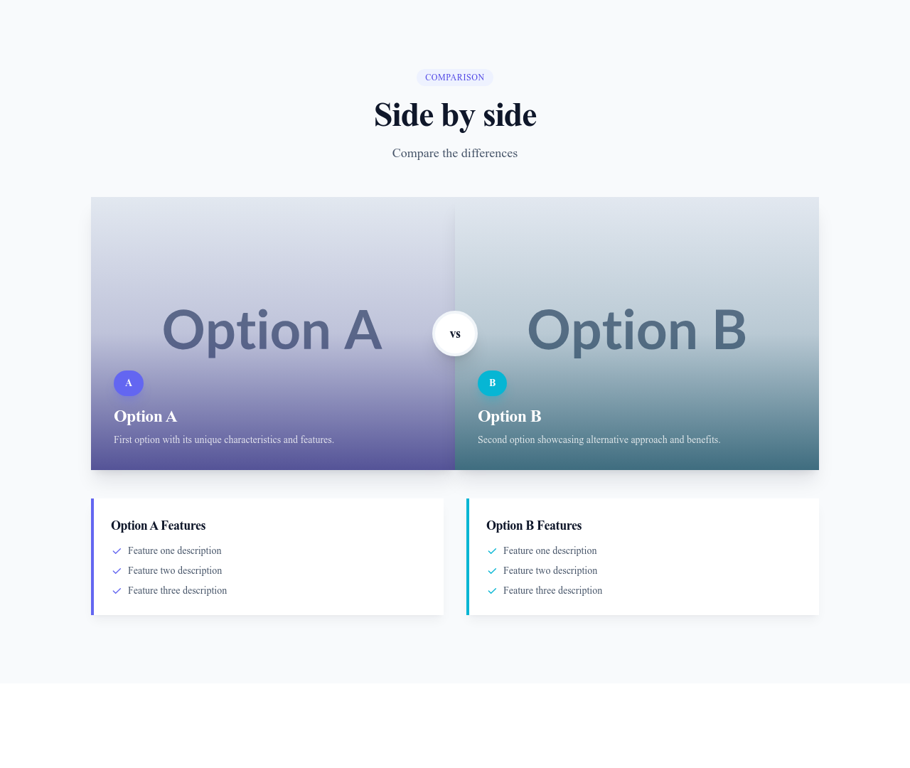 Screenshot of Gallery Comparison template