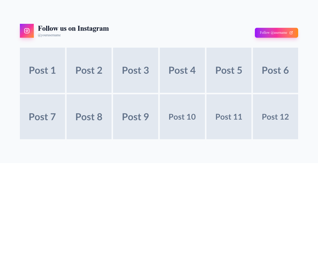 Screenshot of Gallery Instagram Feed template