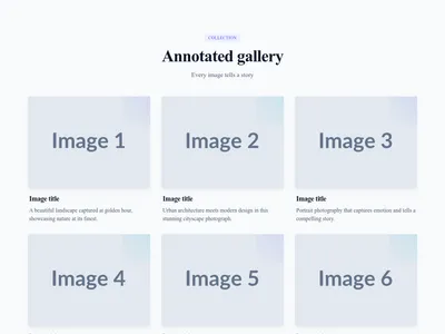 Screenshot of Gallery with Captions template