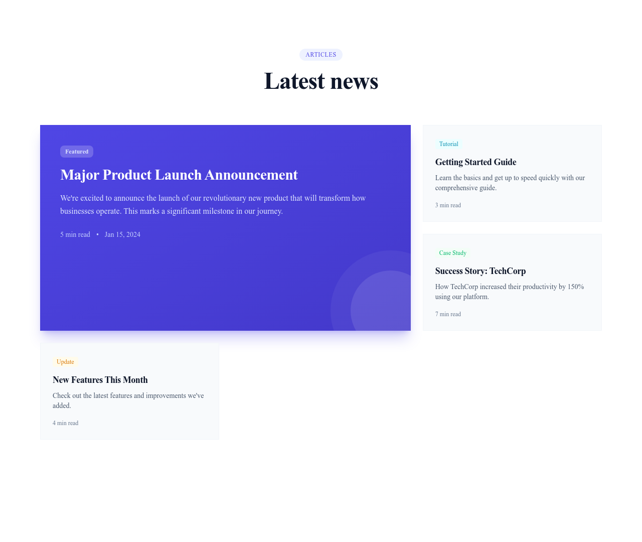 Screenshot of Grid Featured First template