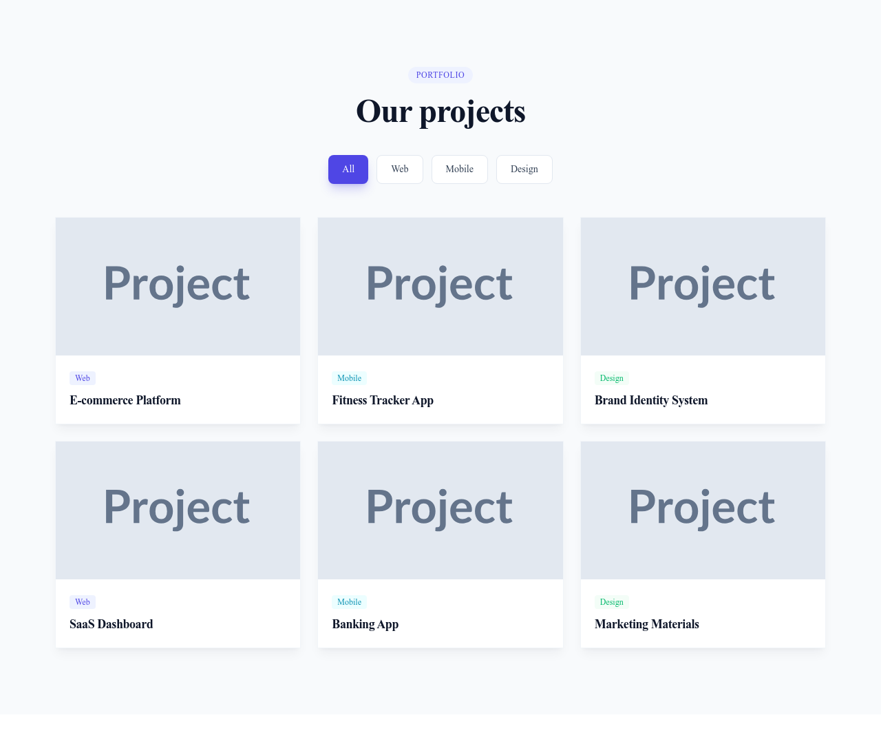 Screenshot of Grid Filterable template