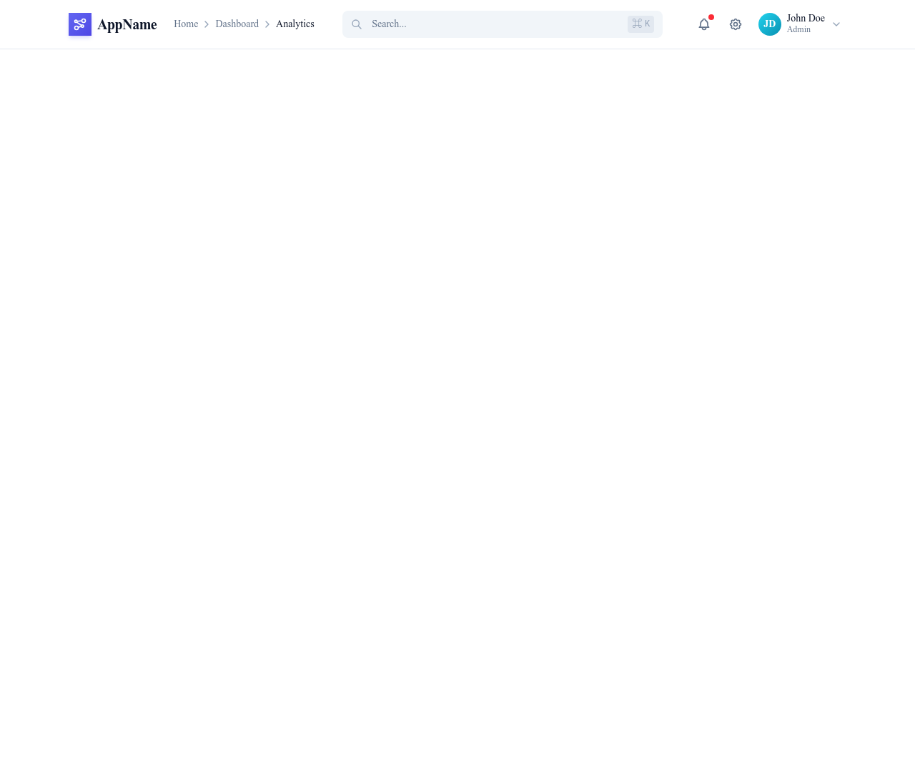 Screenshot of Header App Dashboard template