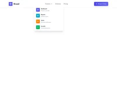 Screenshot of Header Dropdown Icons template