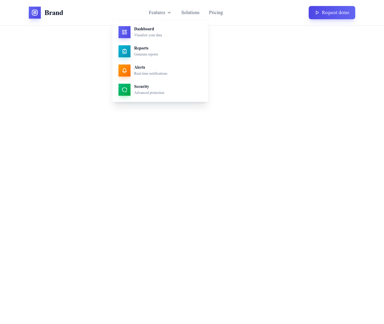 Screenshot of Header Dropdown Icons template