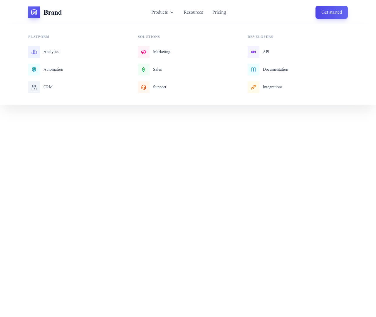 Screenshot of Header Mega Menu template