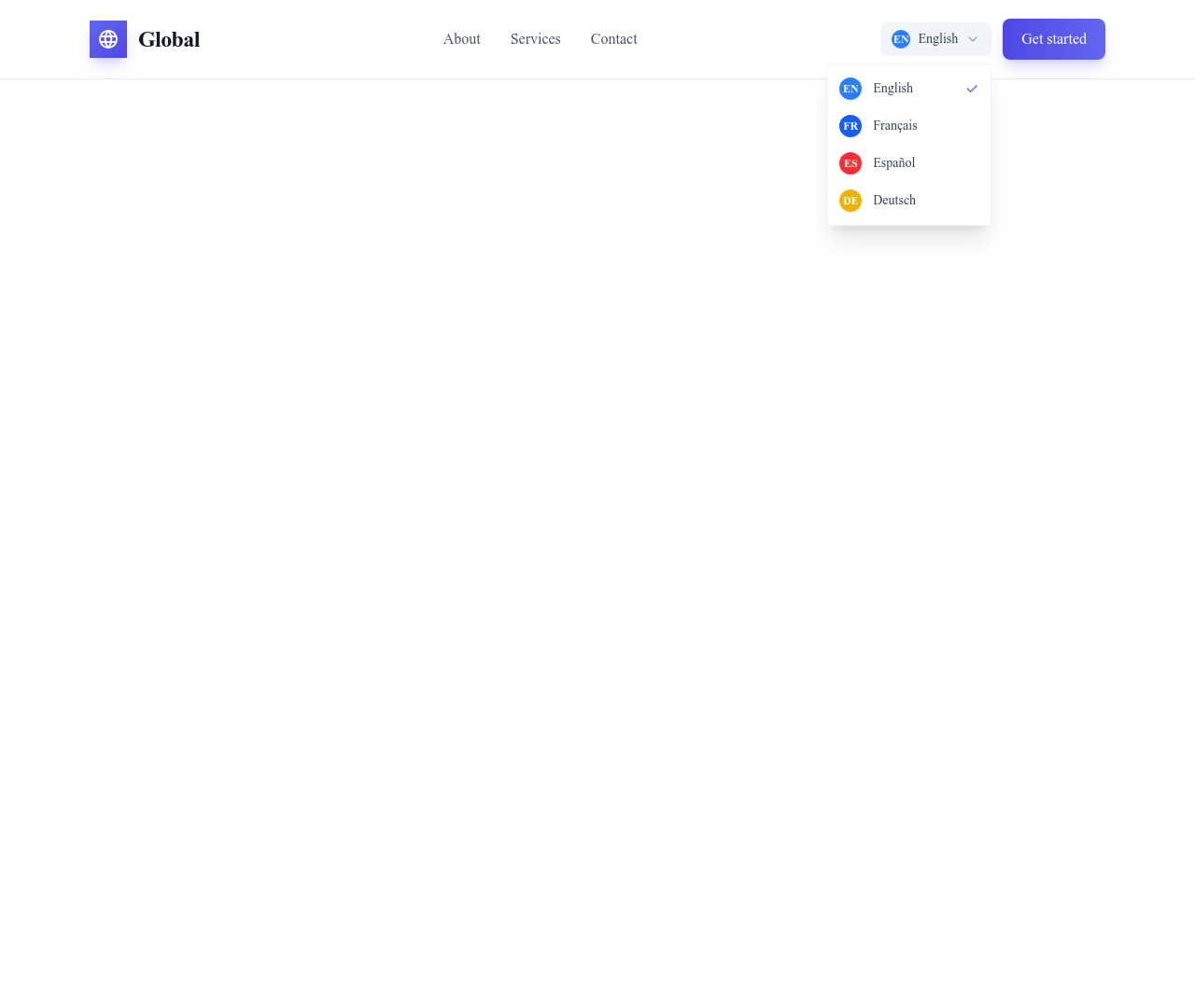 Screenshot of Header Language Switcher template