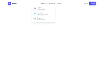Screenshot of Header with Dropdown template