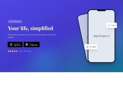 Screenshot of Hero App Download template